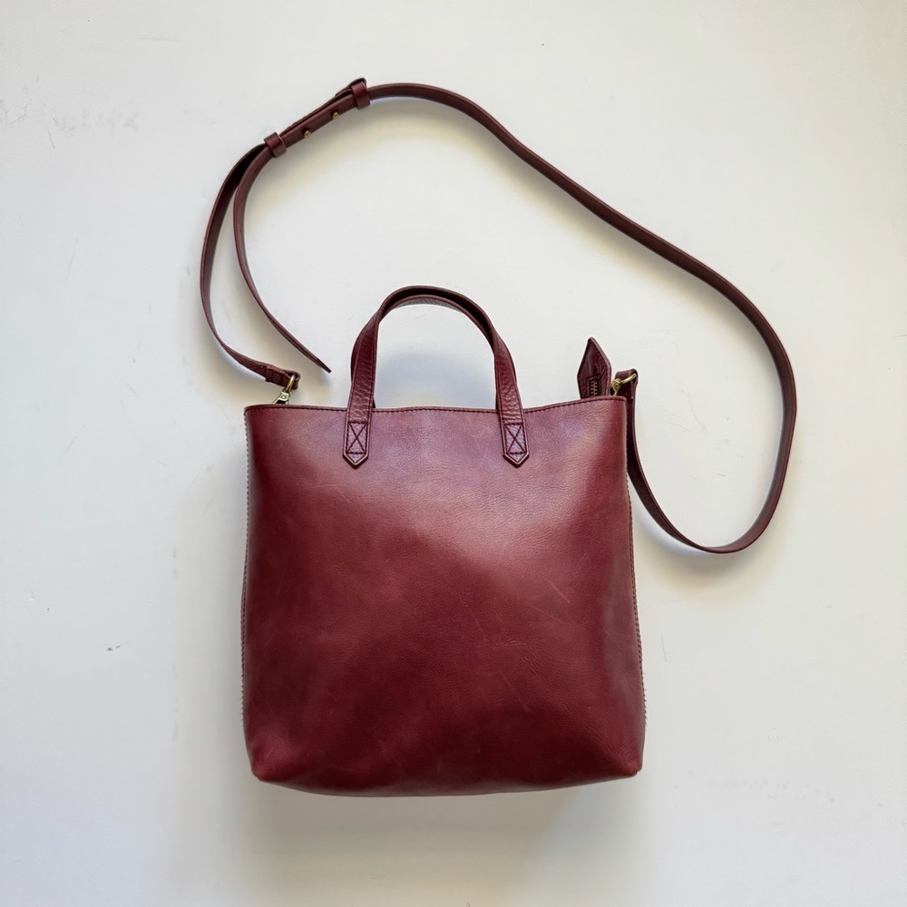Madewell The Zip Top Transport Crossbody in Burgundy Red Leather - Picture 2 of 15